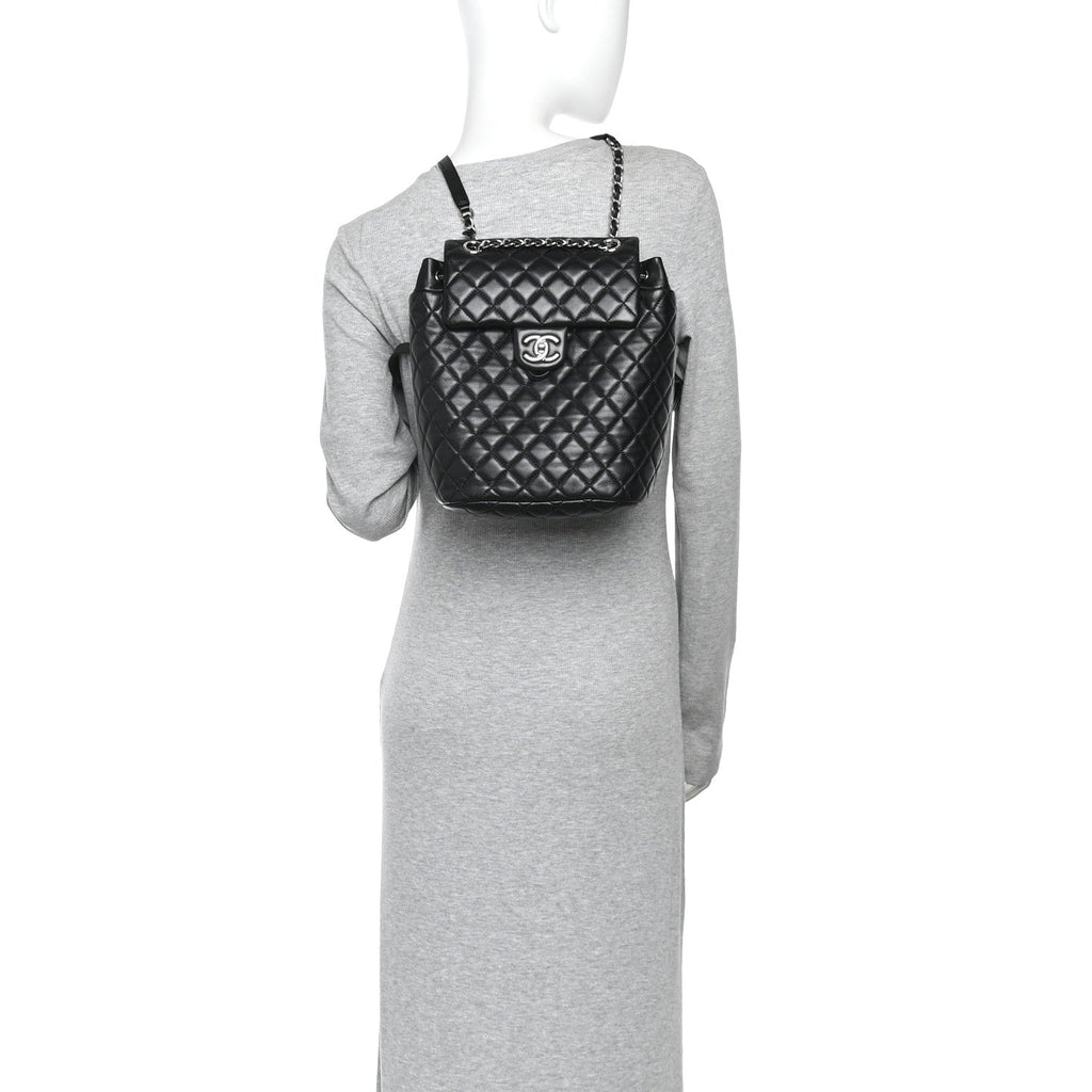 Lambskin Quilted Small Urban Spirit Backpack Black