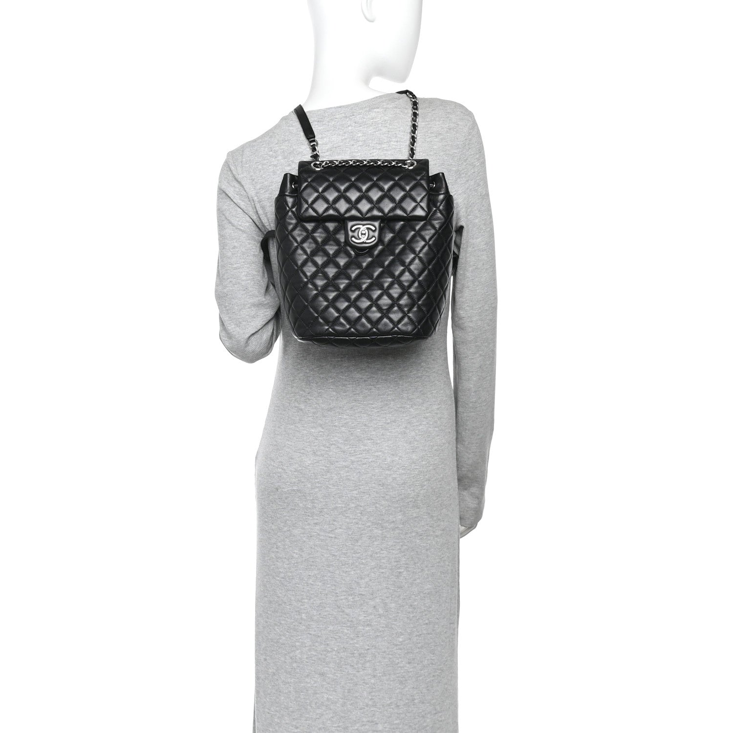 Lambskin Quilted Small Urban Spirit Backpack Black