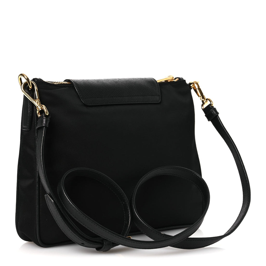 Tessuto Nylon Saffiano Crossbody Bag Black