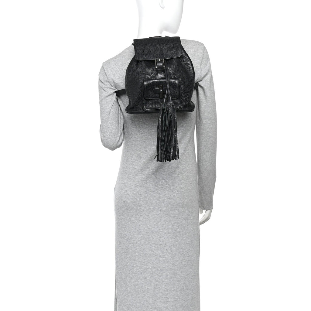 Calfskin Small Bamboo Backpack Black