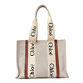 Cotton Calfskin Medium Woody Ribbon Tote White Brown