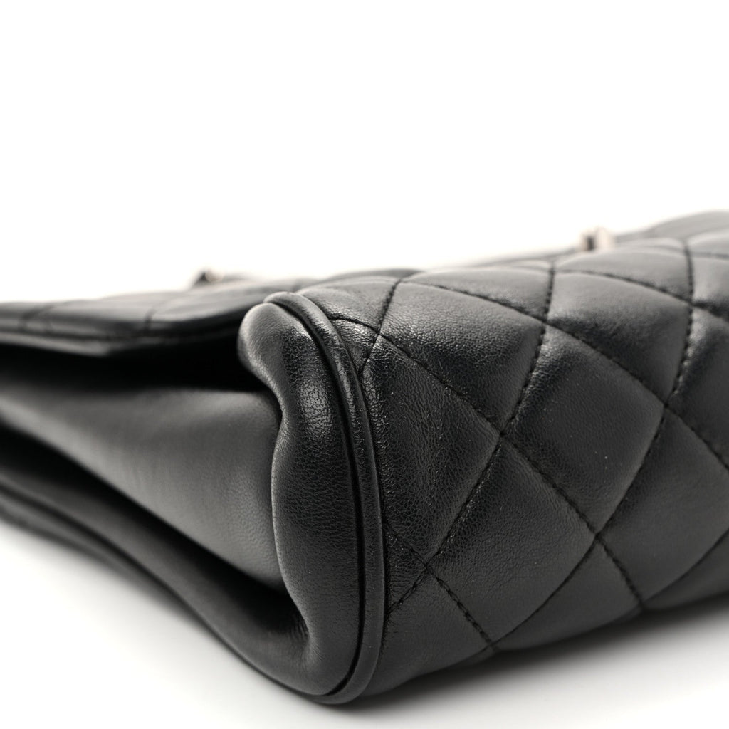 Calfskin Quilted Fold Up Again Flap Bag Black