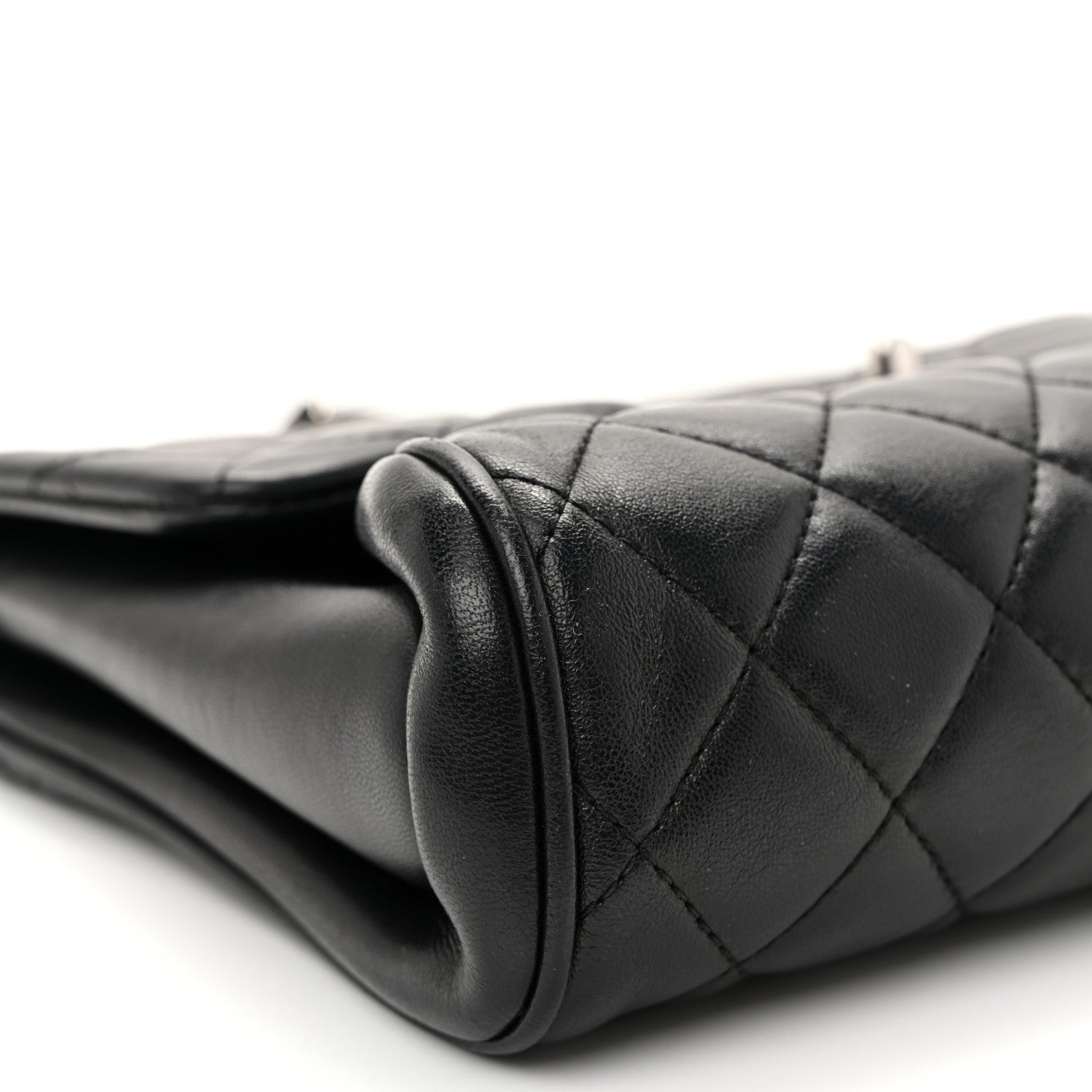 Calfskin Quilted Fold Up Again Flap Bag Black