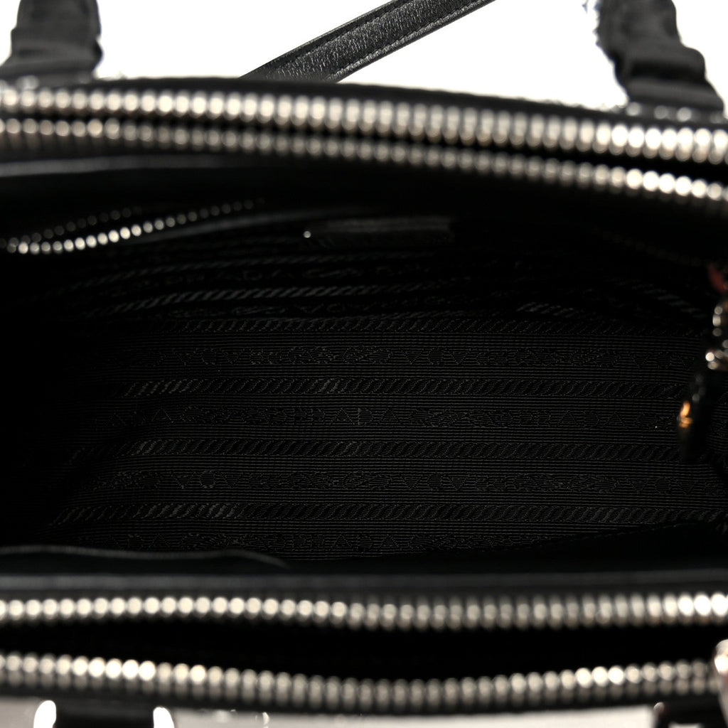 Satin Crystal Mini Galleria Double Zip Tote Metal