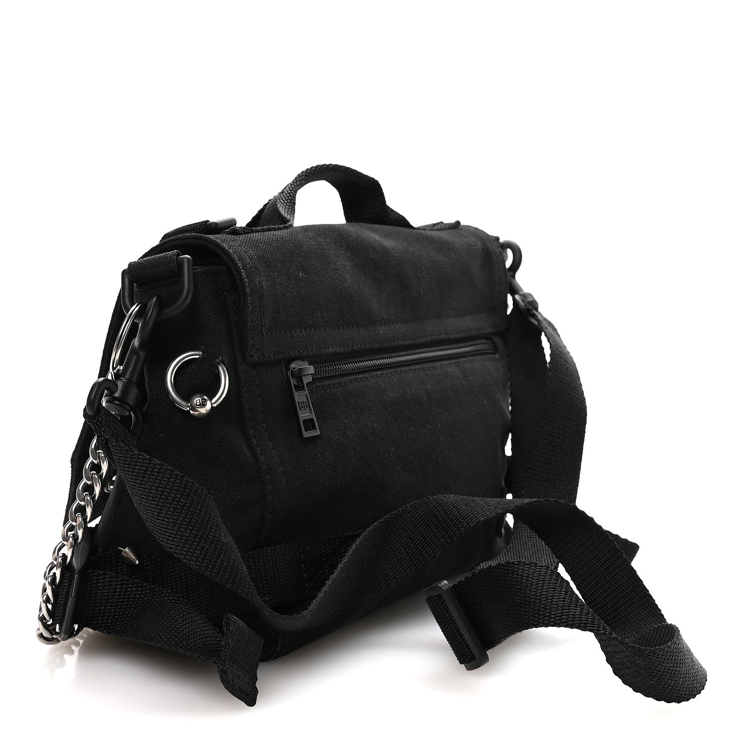 Canvas Pierced Army Messenger Bag Black