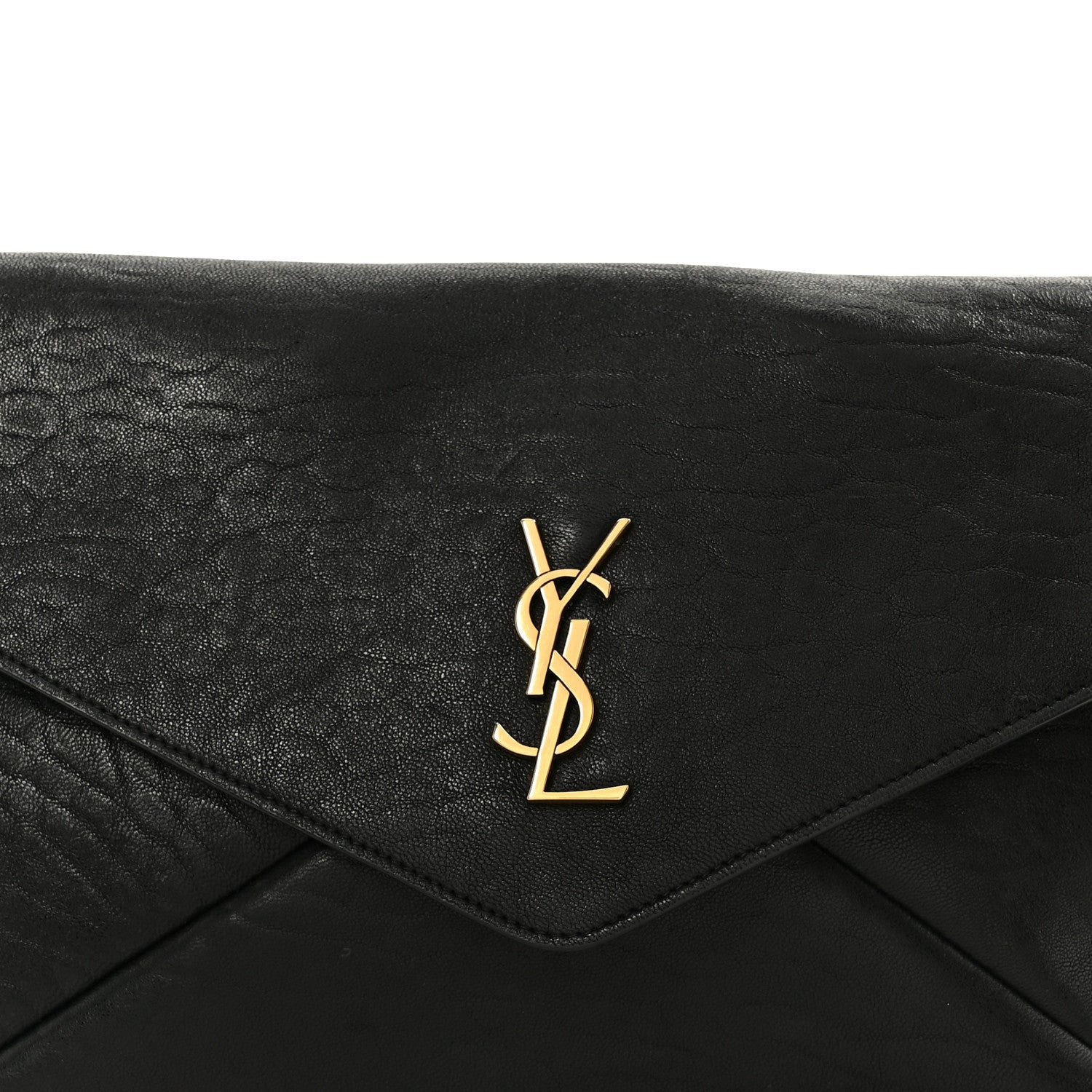 Grained Lambskin Cassandre Envelope Pouch Black