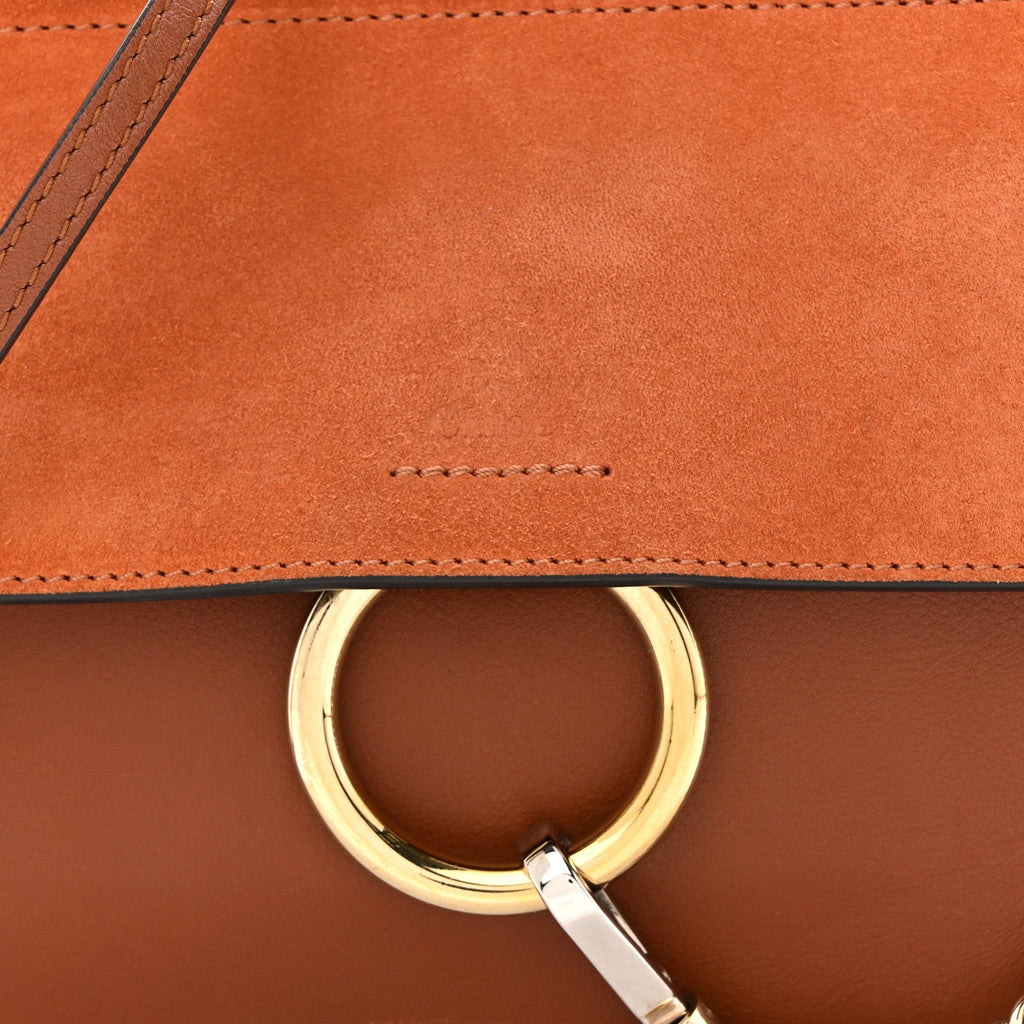 Calfskin Suede Mini Chain Faye Shoulder Bag Tobacco