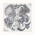 Hermes Silk Scarf 90 Plumets Et Panaches Blanc/ Noir/ Anthracite
