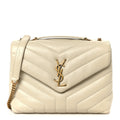 Calfskin Y Quilted Monogram Small Loulou Chain Satchel Crema Soft