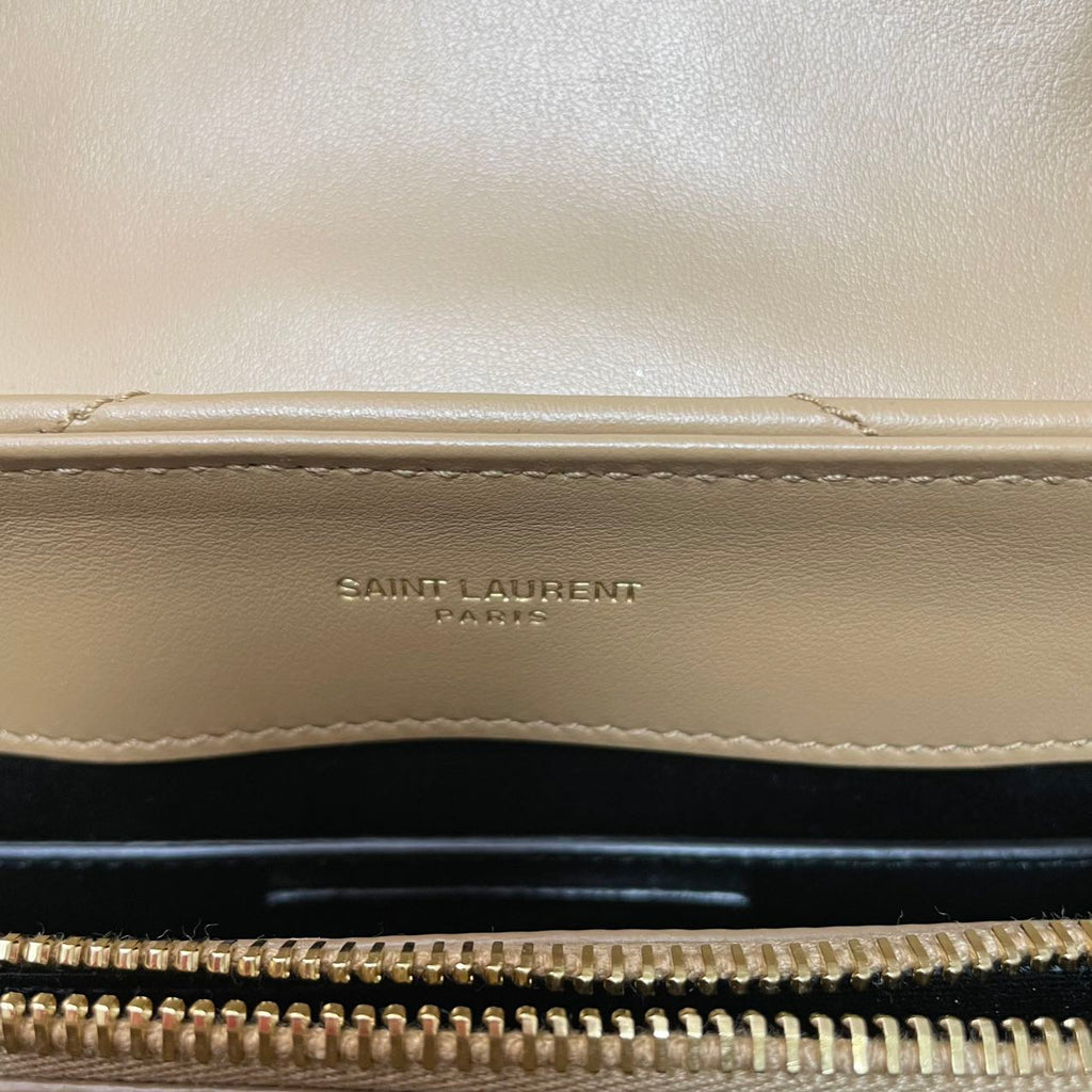 Saint Laurent Small Loulou Chain Satchel Dark Beige 2022