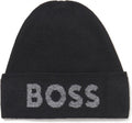 Hugo Boss Men's Elio Big Logo Beanie, Black One Size Black