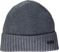 Hugo Boss Men's Fati Ribbed Beanie, Grey One Size Grey