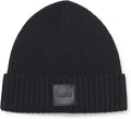 Hugo Boss Men's Flavio Ribbed Beanie, Black One Size Black