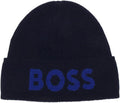 Hugo Boss Men's Elio Big Logo Beanie, Blue One Size Blue