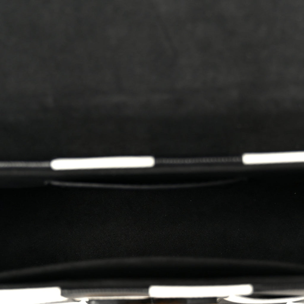 Calfskin Damier Tressage Twist Shoulder Bag MM Black White