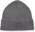 Hugo Boss Men's Edo Double B Logo Beanie, Medium Grey One Size Medium Grey