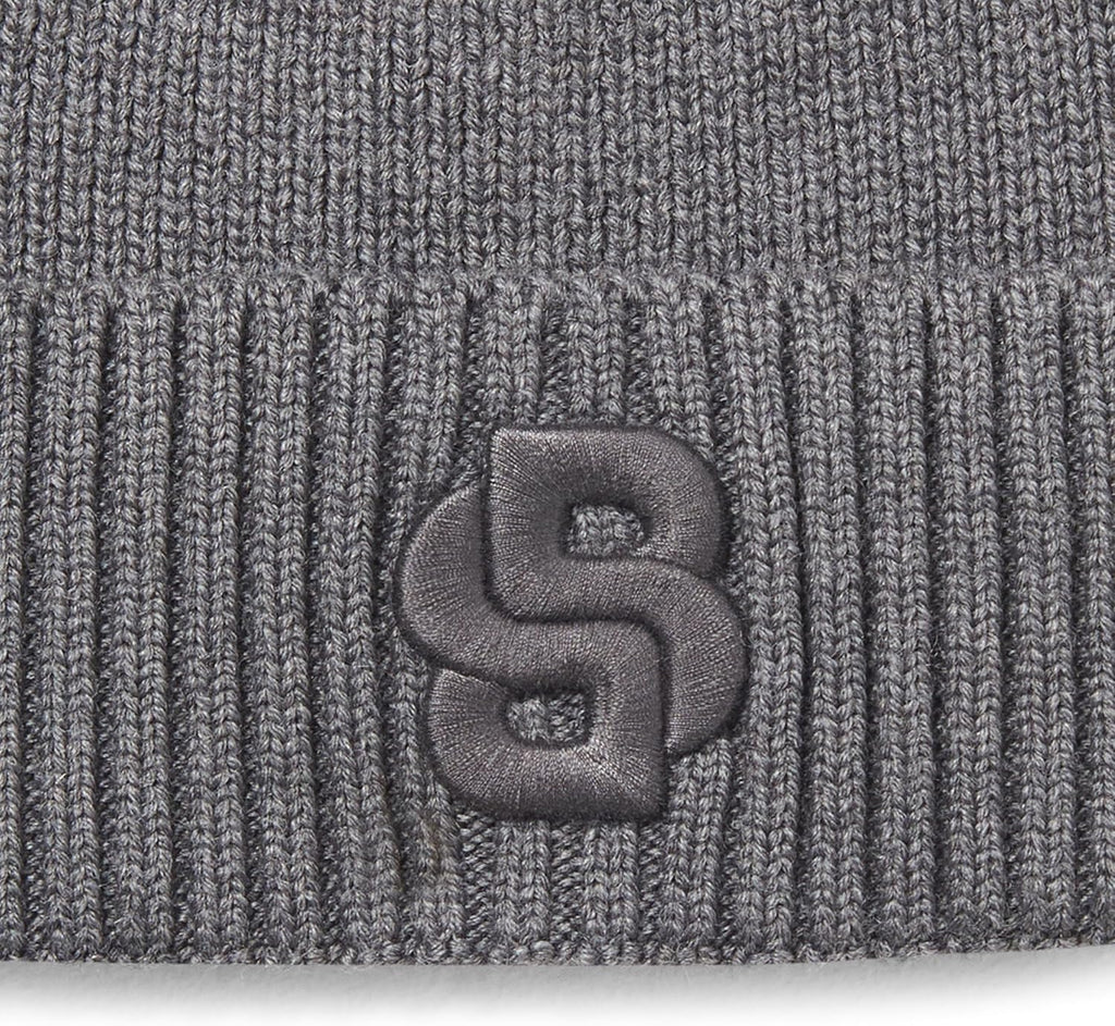 Hugo Boss Men's Edo Double B Logo Beanie, Medium Grey
