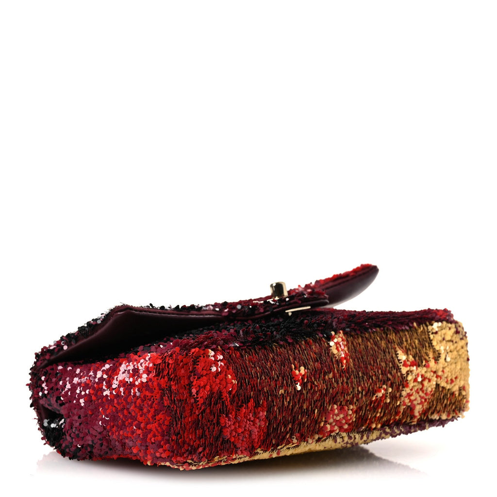 Shaded Sequins Mini Flap Black Burgundy Red Yellow