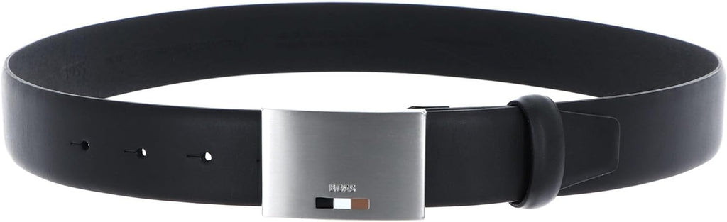 Hugo Boss Men's Storm Icon Plaque Buckle Belt, Black Black