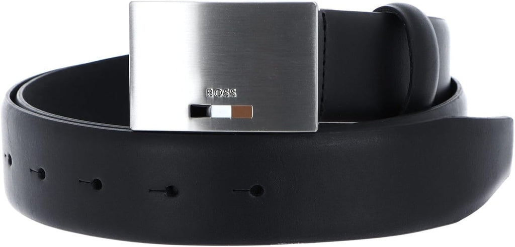 Hugo Boss Men's Storm Icon Plaque Buckle Belt, Black