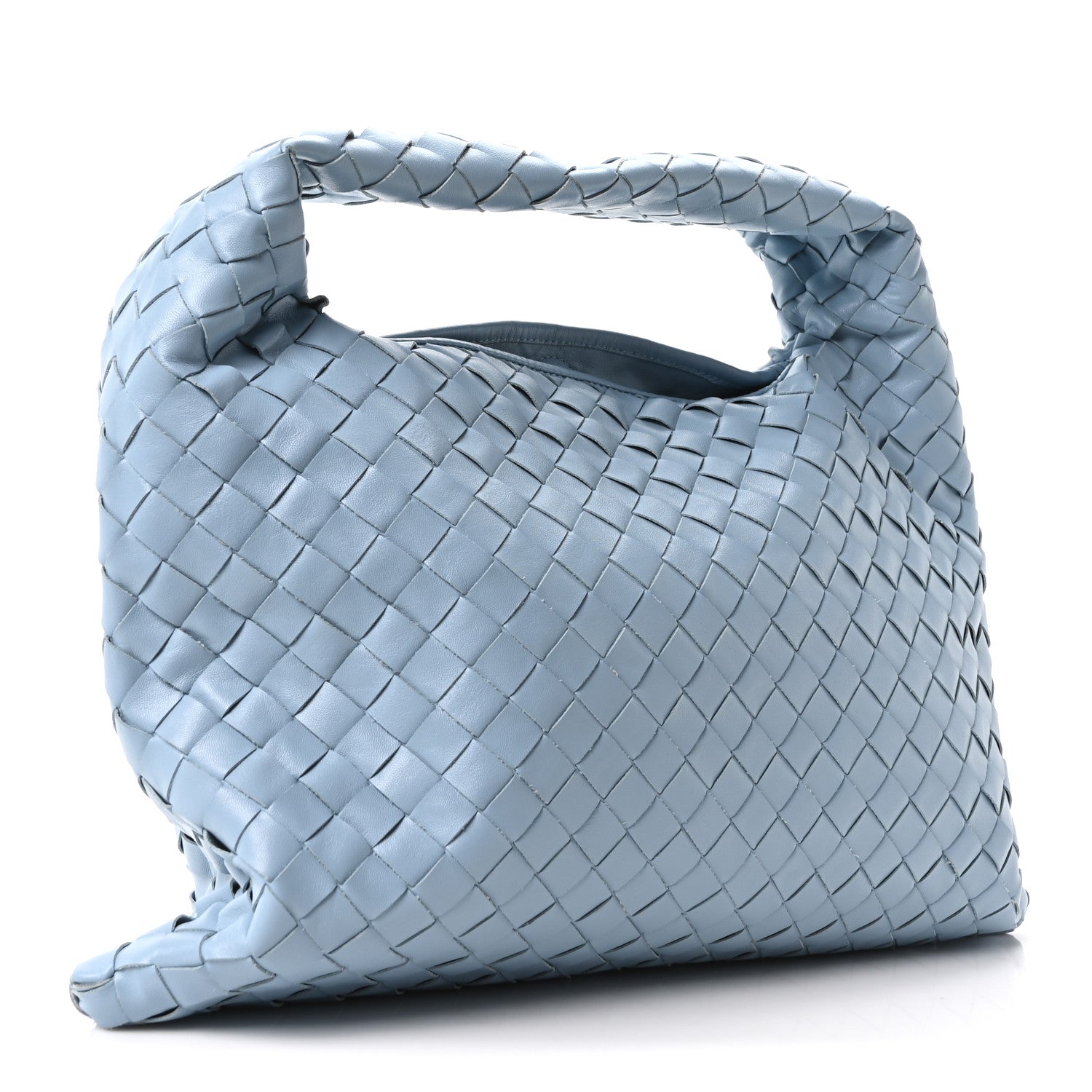Calfskin Intrecciato Small Hop Ice