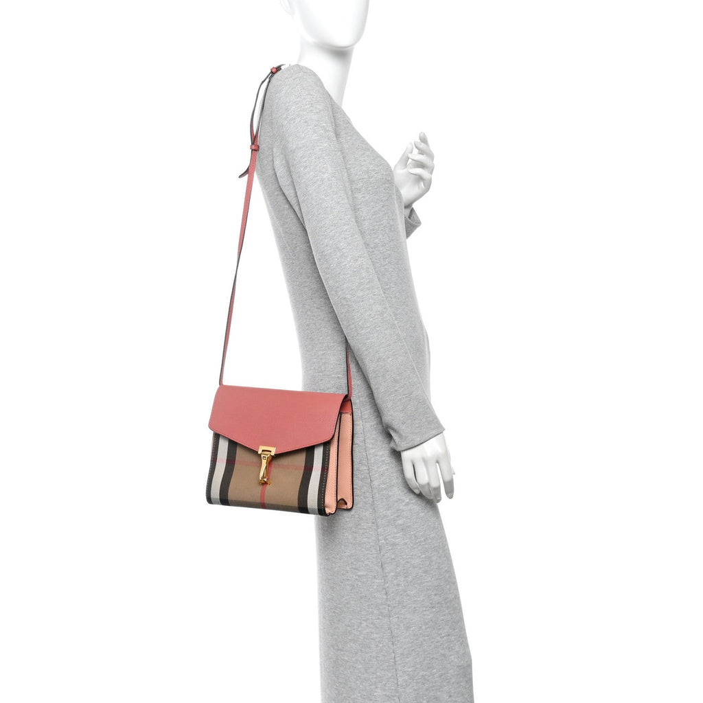 Derby Calfskin House Check Small Macken Crossbody Bag Copper Pink