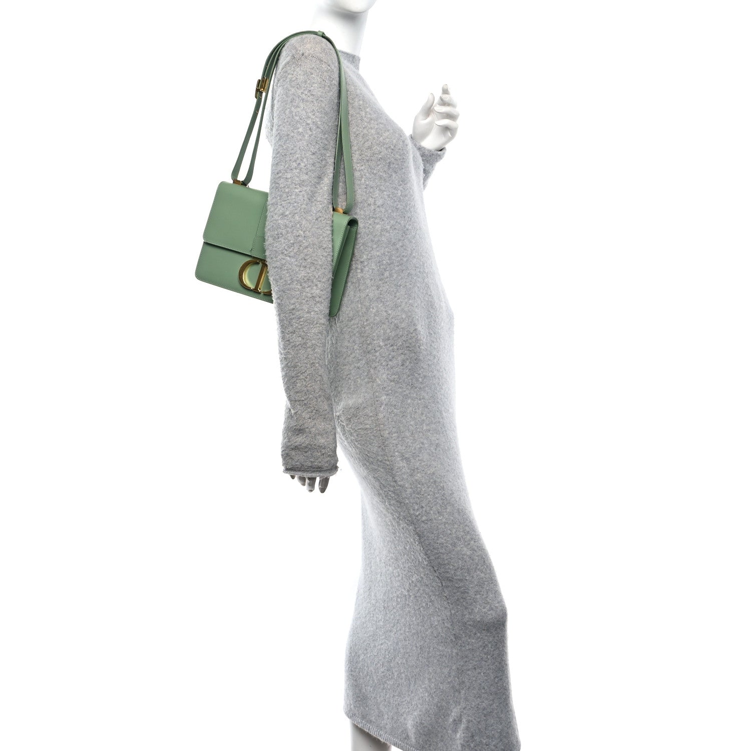 Smooth Calfskin 30 Montaigne Flap Bag Mint Green