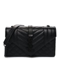 Grain De Poudre Textured Mixed Matelasse Triquilt Small Monogram Monochrome Satchel Black