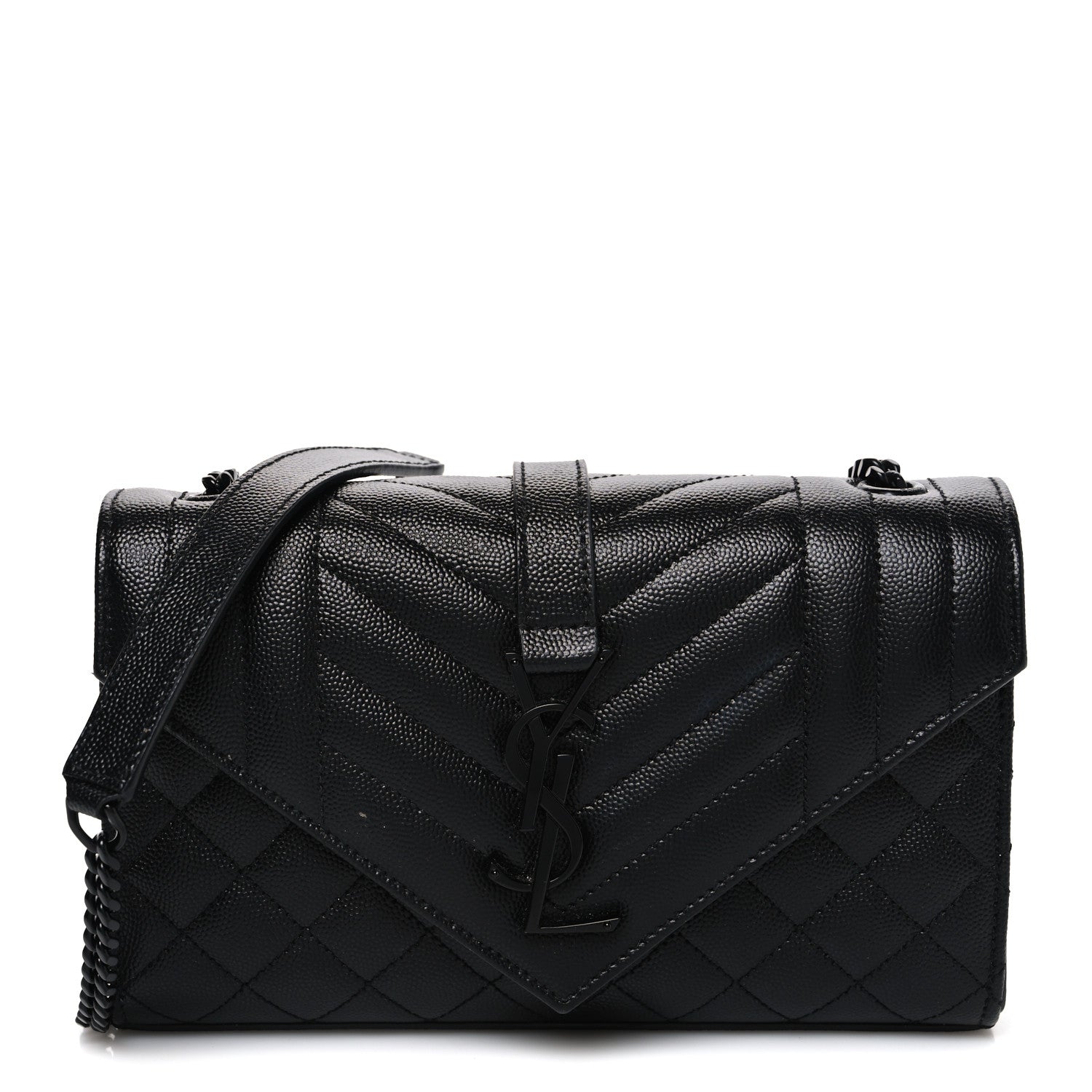 Grain De Poudre Textured Mixed Matelasse Triquilt Small Monogram Monochrome Satchel Black