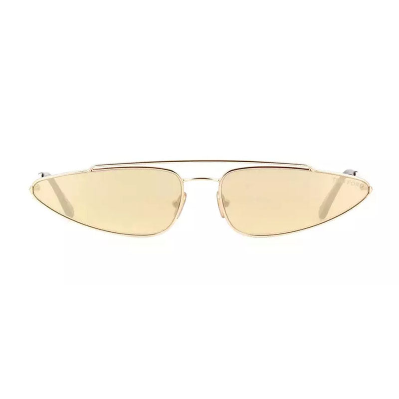 Tom Ford Sunglasses Cat Eye Full Rim, Shiny Rose Gold Frame and Brown with Gold Mirror Lens FT097928G