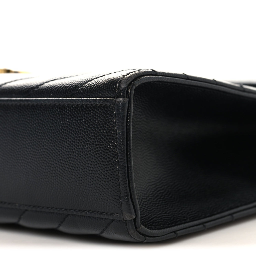 Grain De Poudre Matelasse Chevron Large Monogram Satchel Black