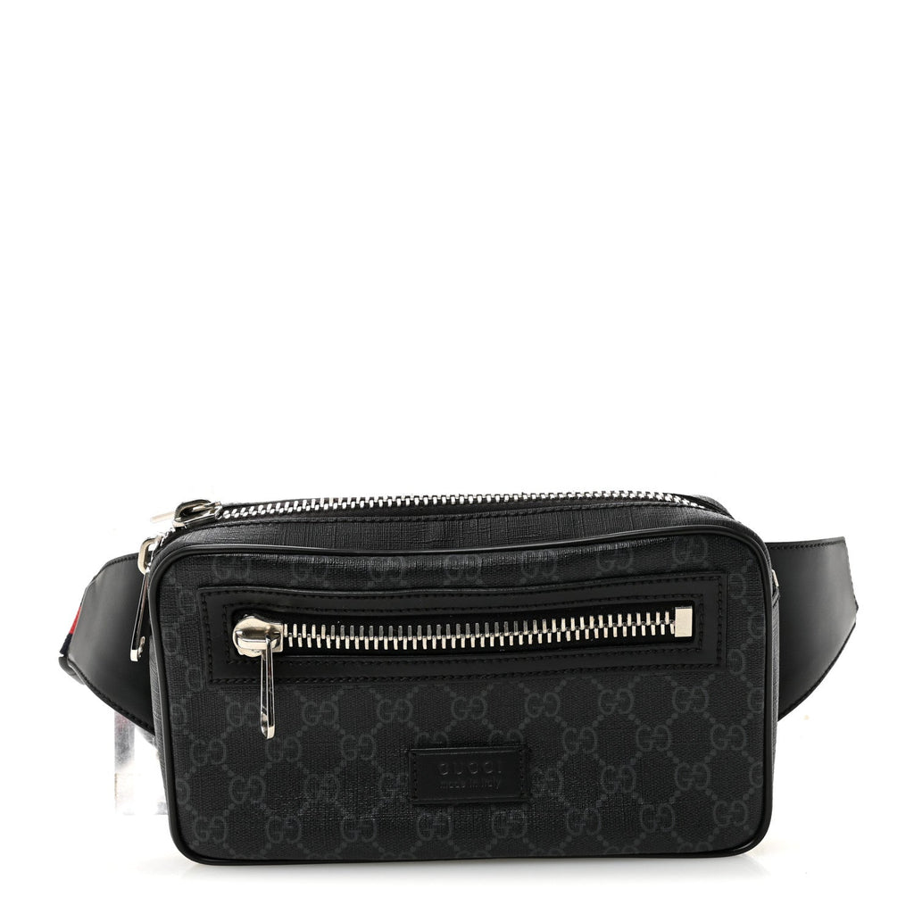 Soft GG Supreme Monogram Web Belt Bag Black Grey