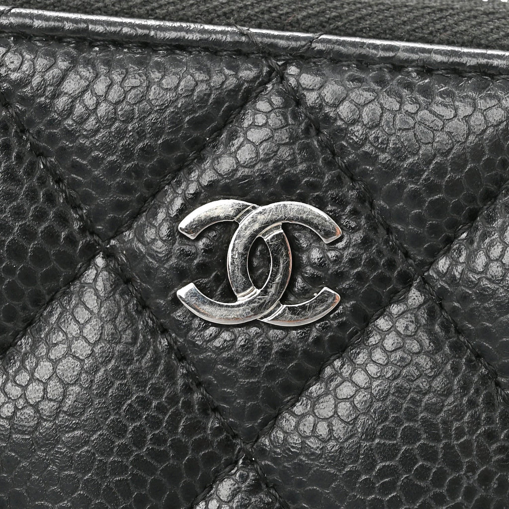 Caviar Quilted Zip Coin Purse Black