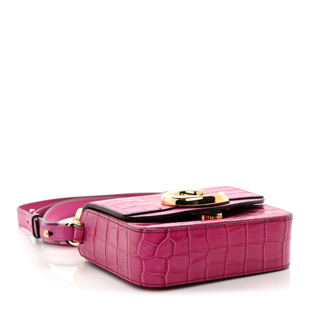 Calfskin Crocodile Embossed Mini C Bag Pink