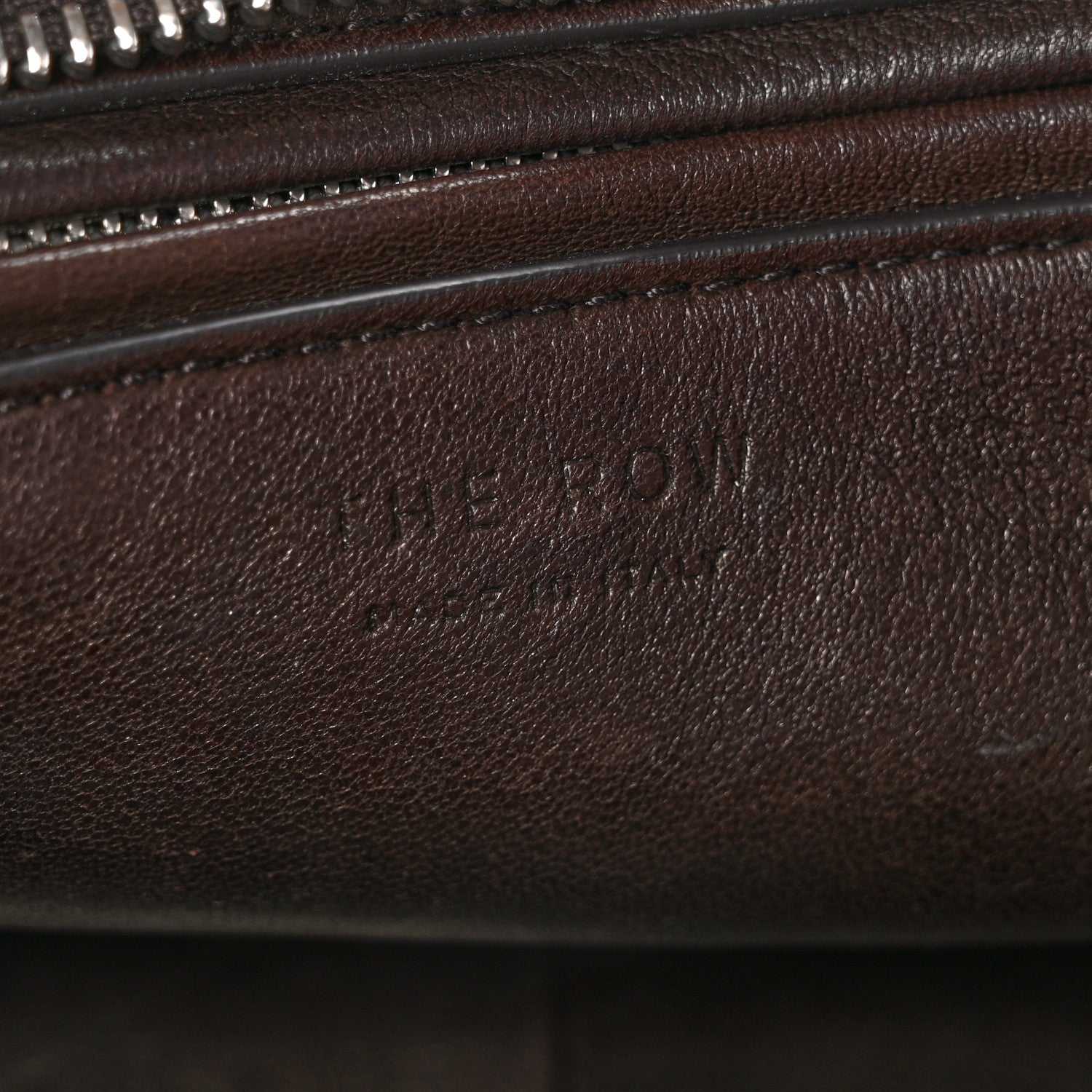 Grained Calfskin E/W Top Handle Bag Deep Brown