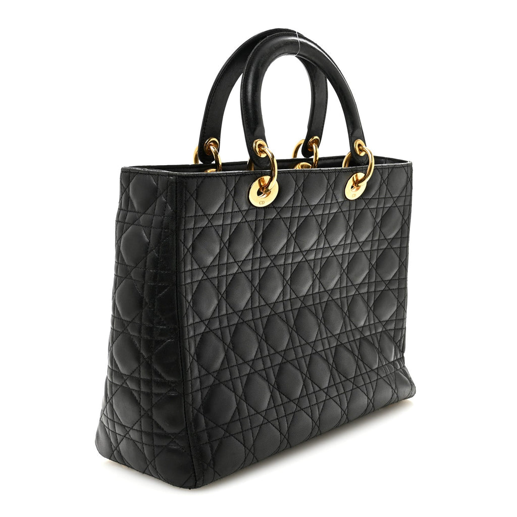 Lambskin Cannage Large Lady Dior Black