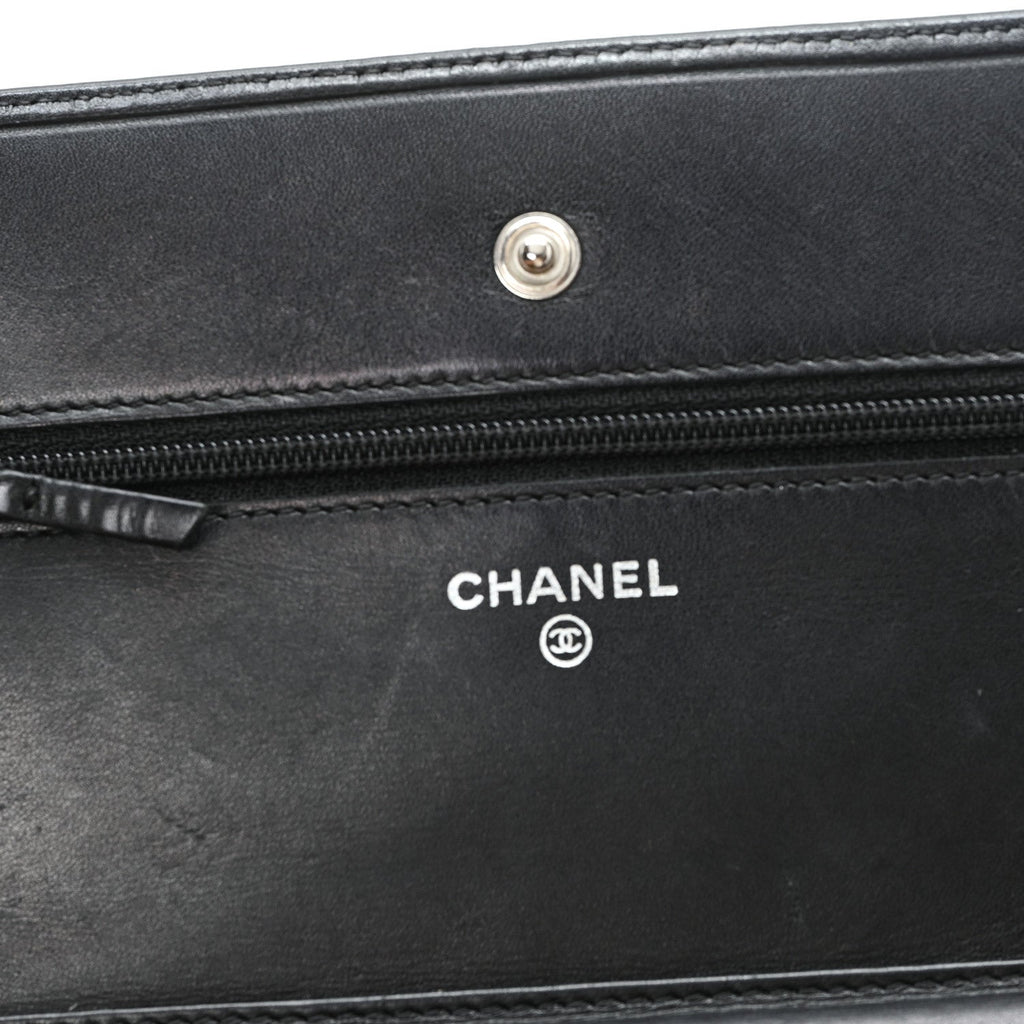 Calfskin Quilted Cambon Wallet on Chain WOC Black