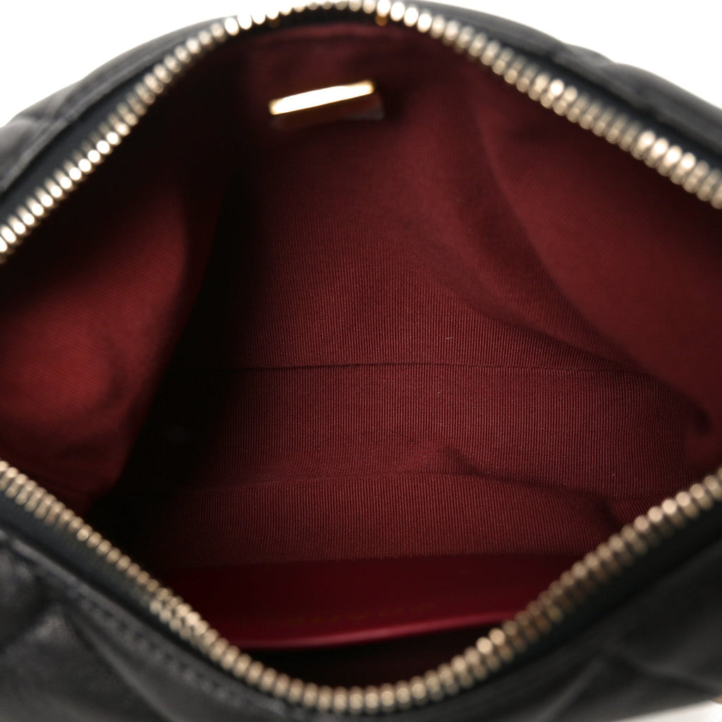 Lambskin Quilted CC Chain Hobo Black