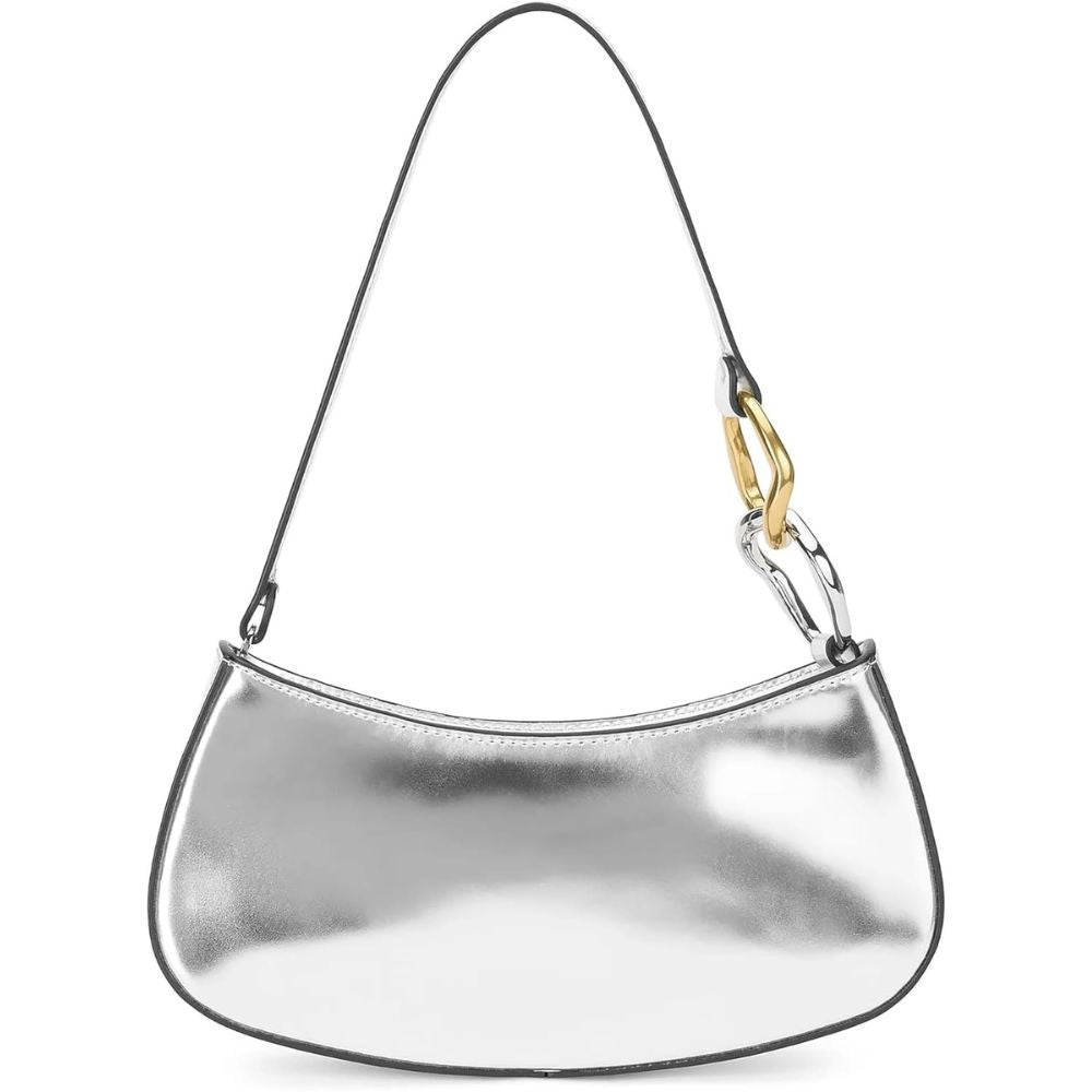 Staud Women's Ollie Leather Shoulder Bag, Chrome