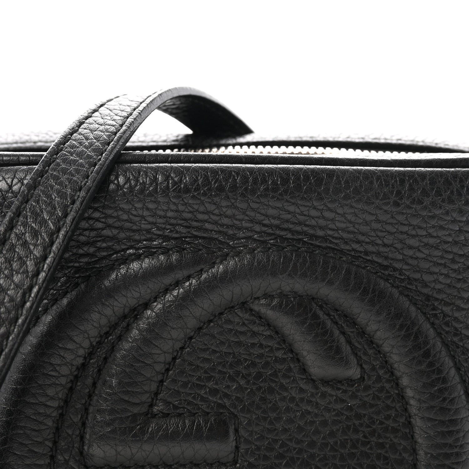 Pebbled Calfskin Small Soho Disco Bag Black