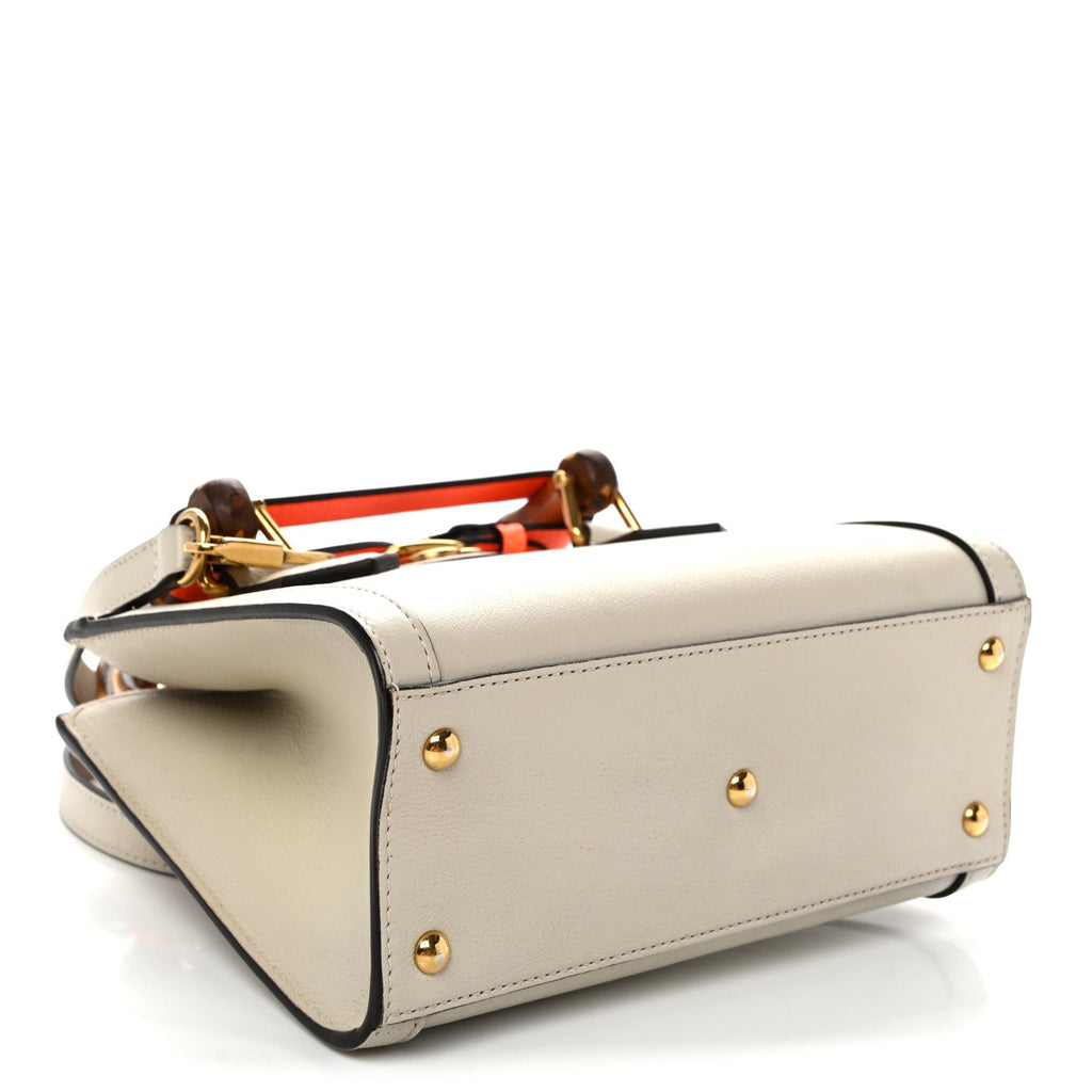 Wonka Grain Calfskin Mini Diana Tote Bag Mystic White Orange Fluo