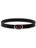 Ferragamo Men's Oval Ganigini Buckle Leather Belt, Black, 110