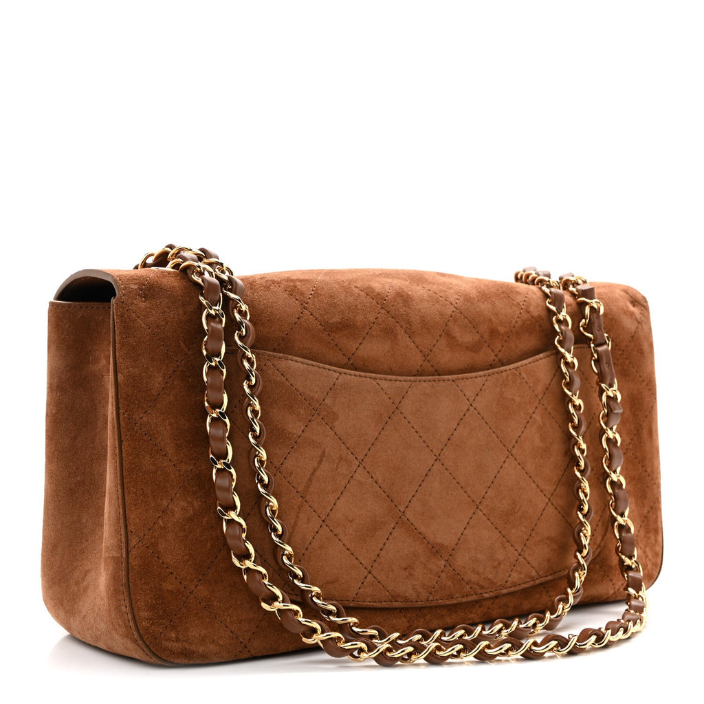 Suede Calfskin Small Souplissimo Maxi Flap Camel