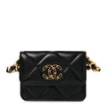 Lambskin Quilted Chanel 19 Flap Belt Bag Black