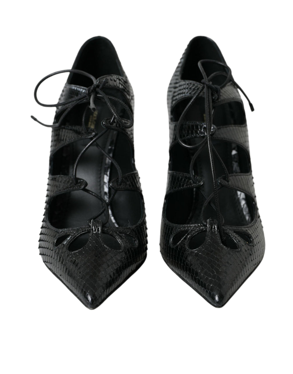 Dolce & Gabbana Black Python Leather Mary Jane Pumps Women's Shoes