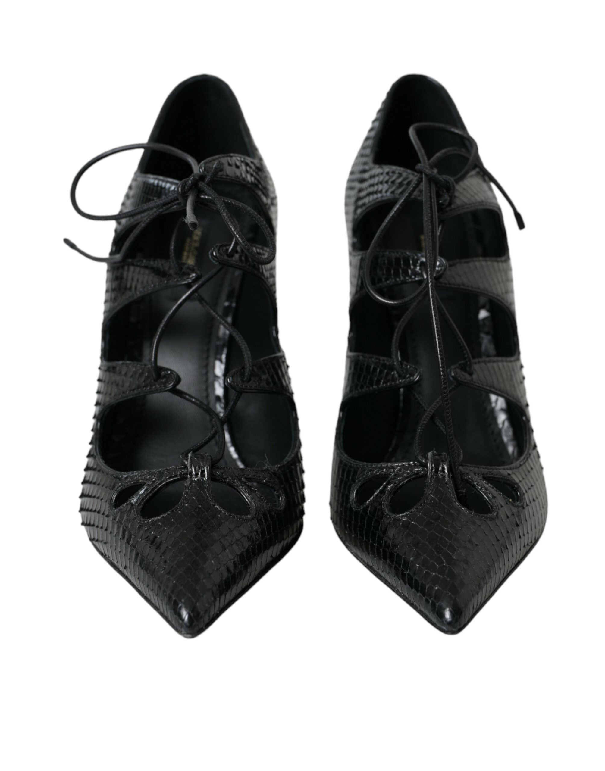 Dolce & Gabbana Black Python Leather Mary Jane Pumps Women's Shoes