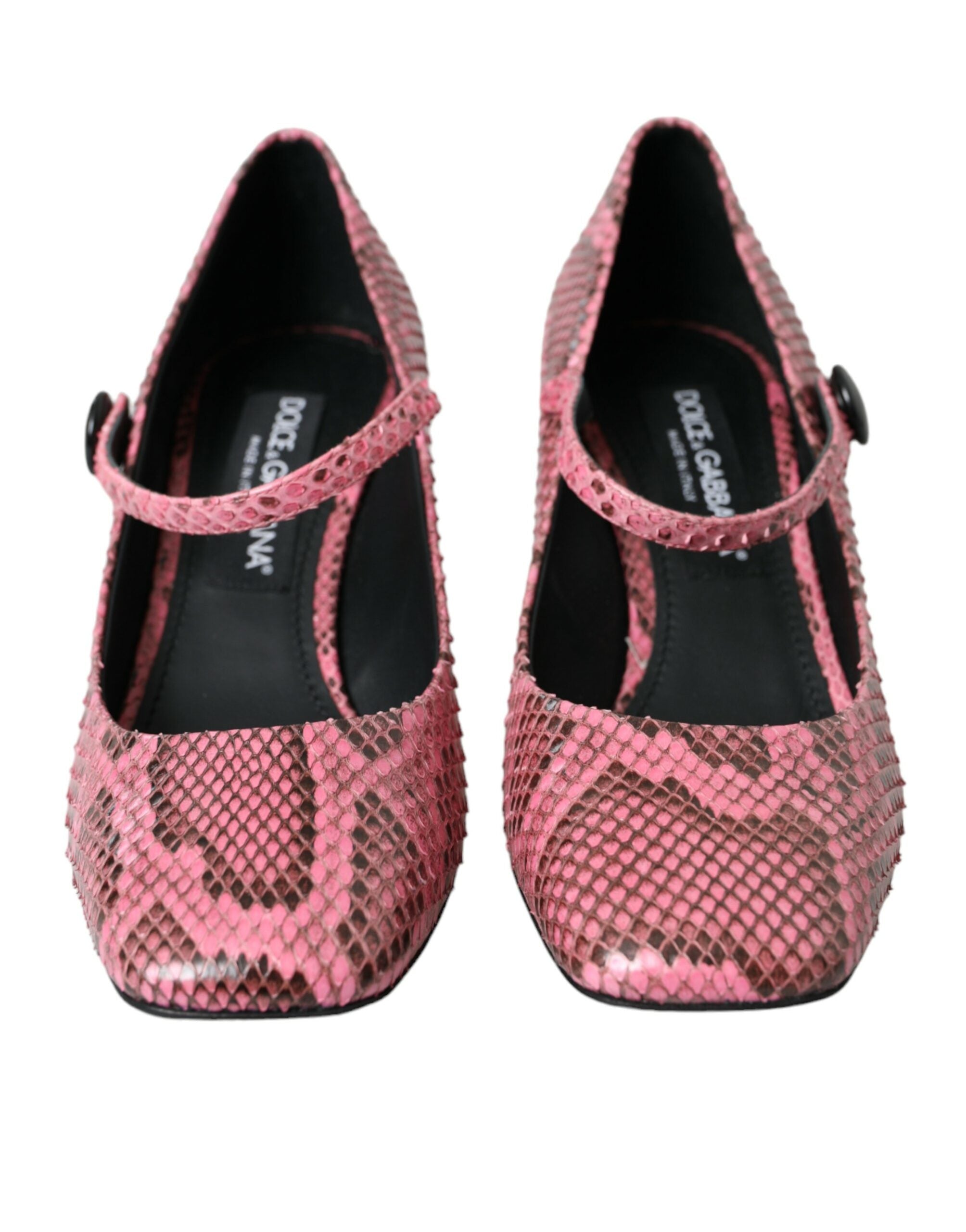 Dolce & Gabbana Pink Python Leather Mary Jane Heels Women's Shoes