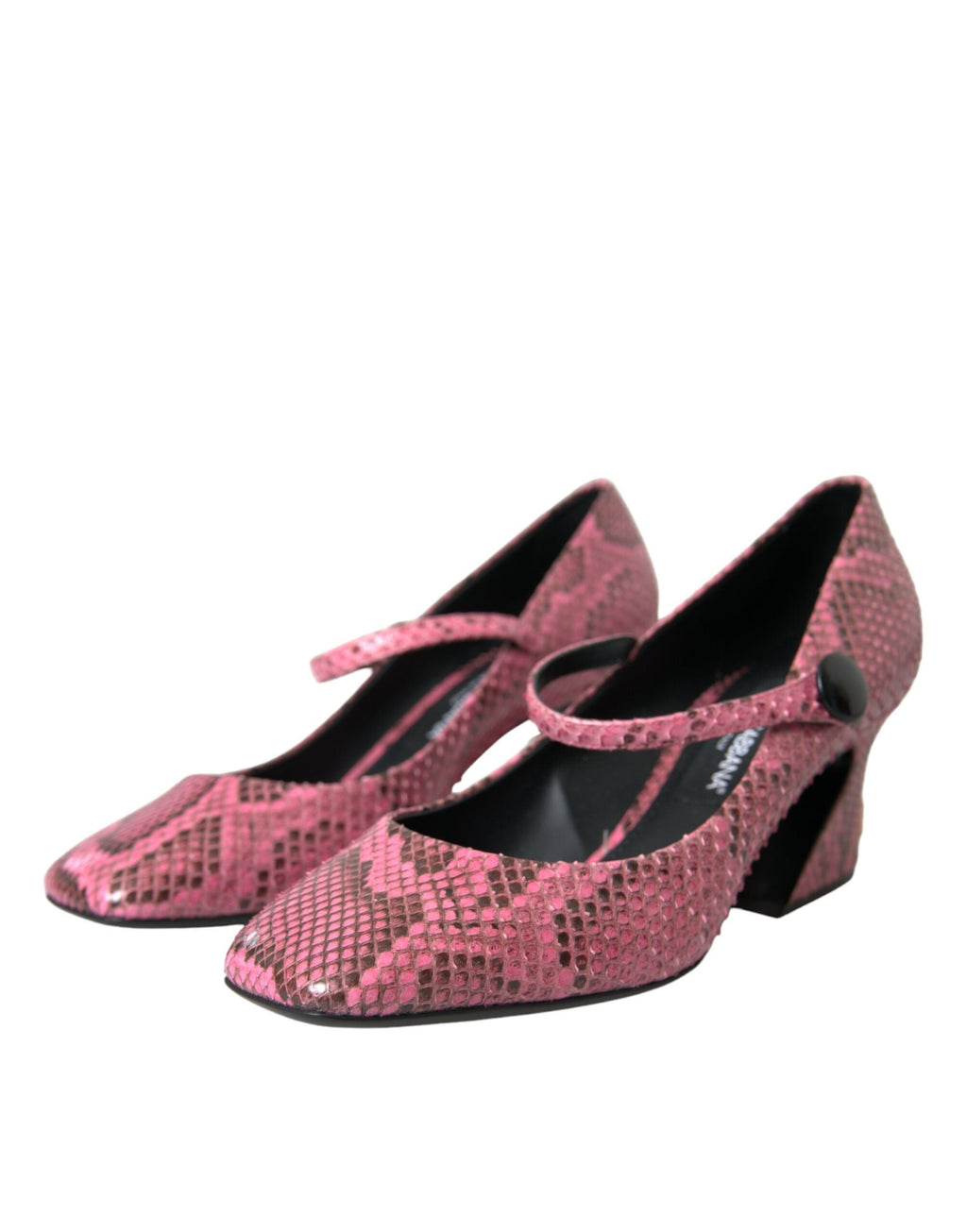 Dolce & Gabbana Pink Python Leather Mary Jane Heels Women's Shoes