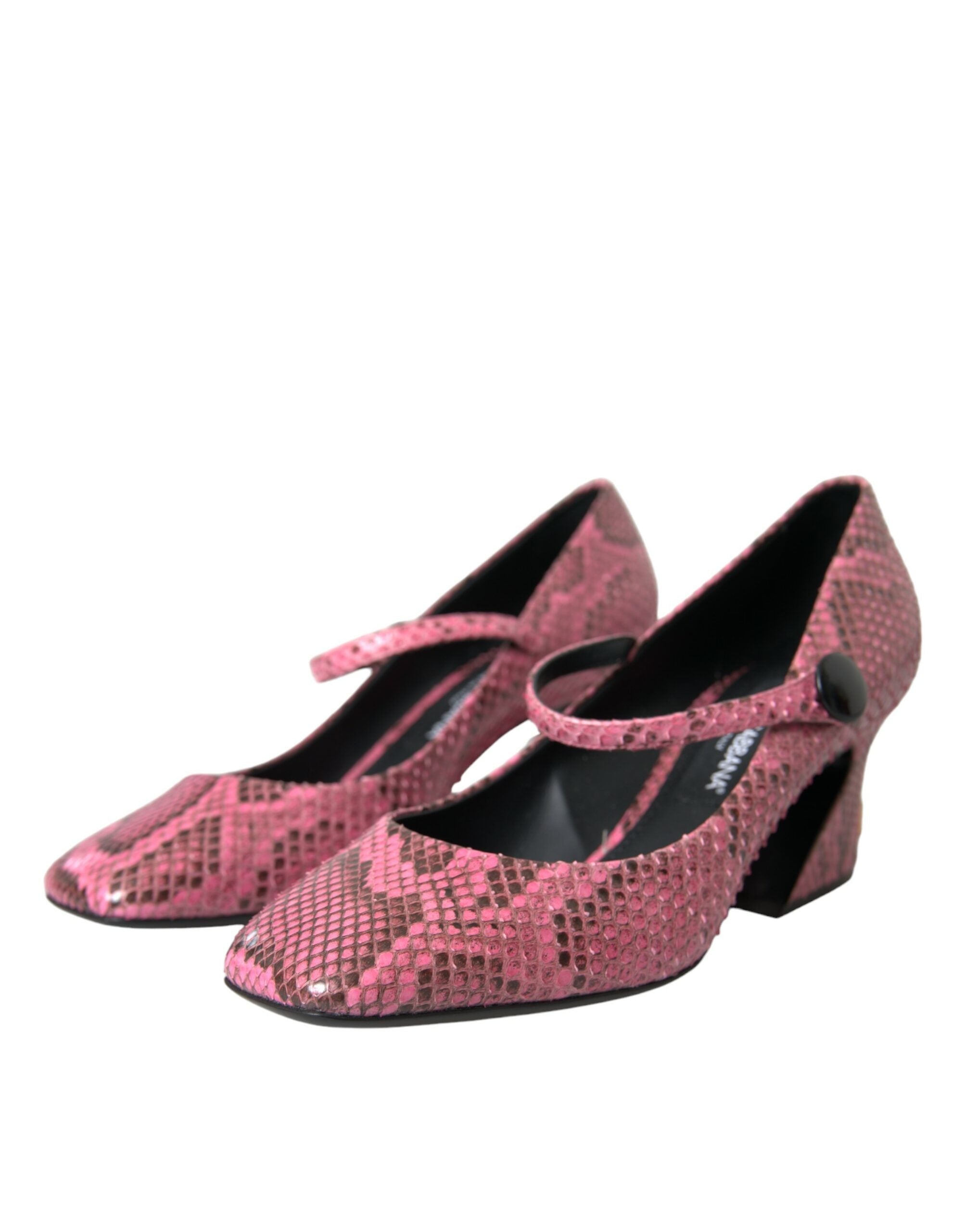 Dolce & Gabbana Pink Python Leather Mary Jane Heels Women's Shoes