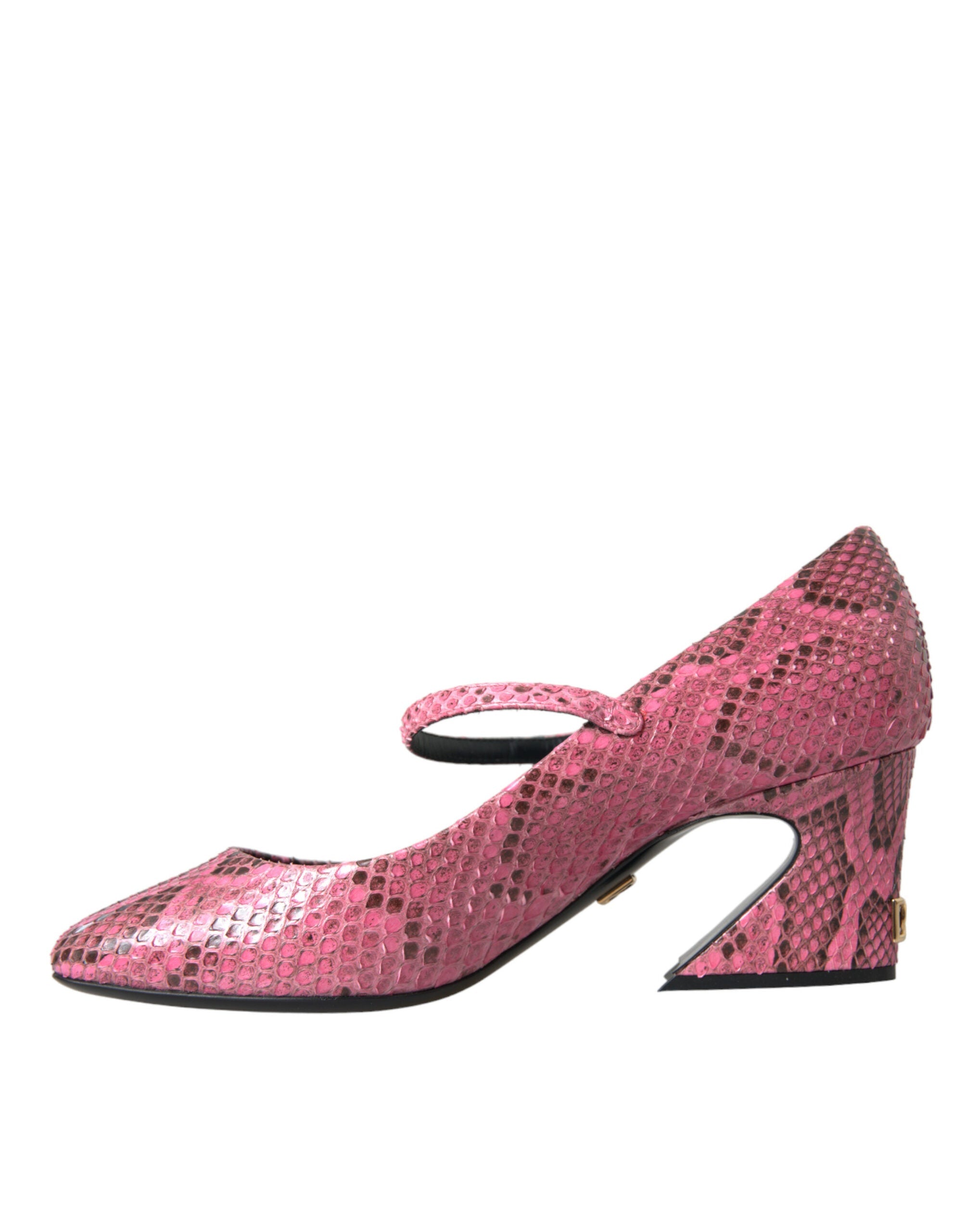 Dolce & Gabbana Pink Python Leather Mary Jane Heels Women's Shoes